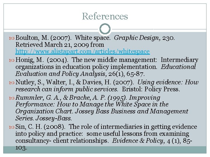 References Boulton, M. (2007). White space. Graphic Design, 230. Retrieved March 21, 2009 from