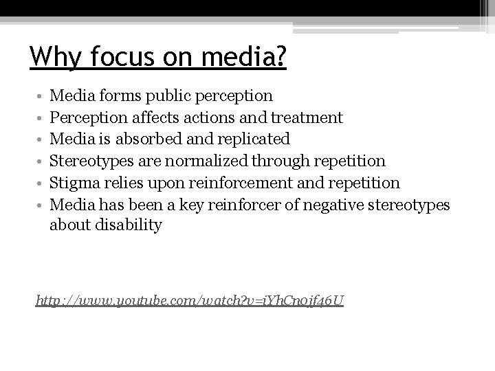 Why focus on media? • • • Media forms public perception Perception affects actions