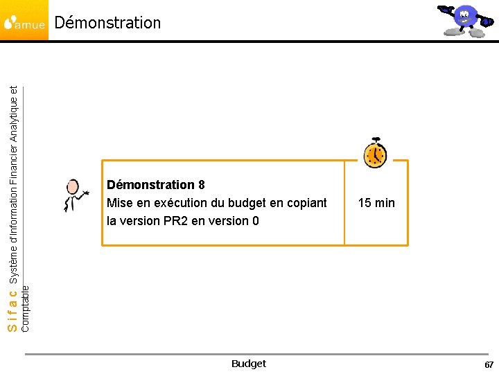 Démonstration 8 Mise en exécution du budget en copiant la version PR 2 en