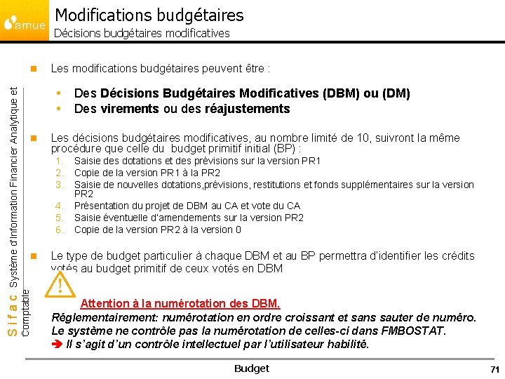 Modifications budgétaires Décisions budgétaires modificatives Les modifications budgétaires peuvent être : n 4. 5.