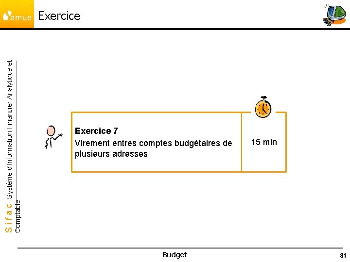 Exercice 7 Virement entres comptes budgétaires de plusieurs adresses 15 min Comptable Sifac Système