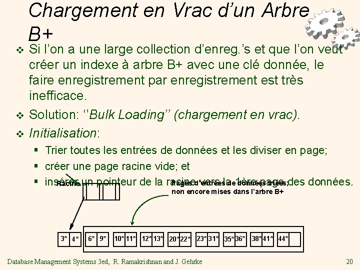 v v v Chargement en Vrac d’un Arbre B+ Si l’on a une large