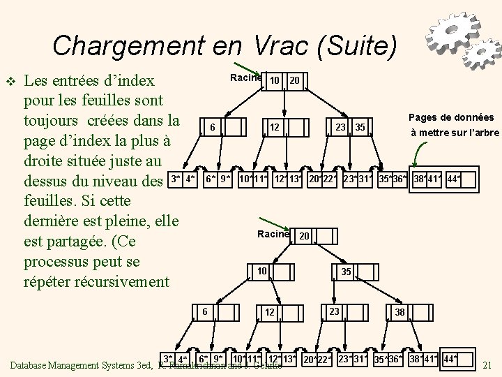 Chargement en Vrac (Suite) v Les entrées d’index pour les feuilles sont toujours créées