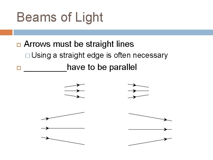 Beams of Light Arrows must be straight lines � Using a straight edge is
