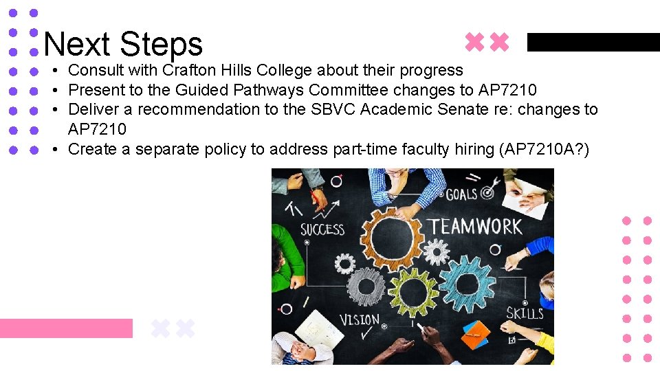 Next Steps • Consult with Crafton Hills College about their progress • Present to