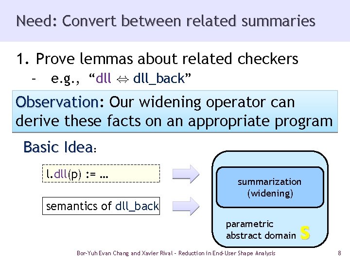 Need: Convert between related summaries 1. Prove lemmas about related checkers – e. g.