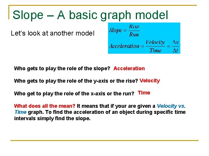 Slope – A basic graph model Let’s look at another model Who gets to