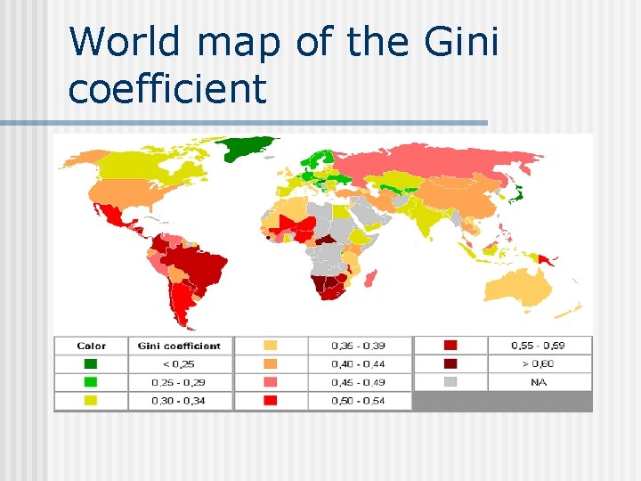 World map of the Gini coefficient 