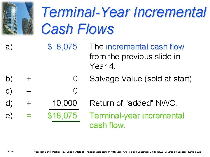 Terminal-Year Incremental Cash Flows a) $ 8, 075 b) + 0 c) – 0