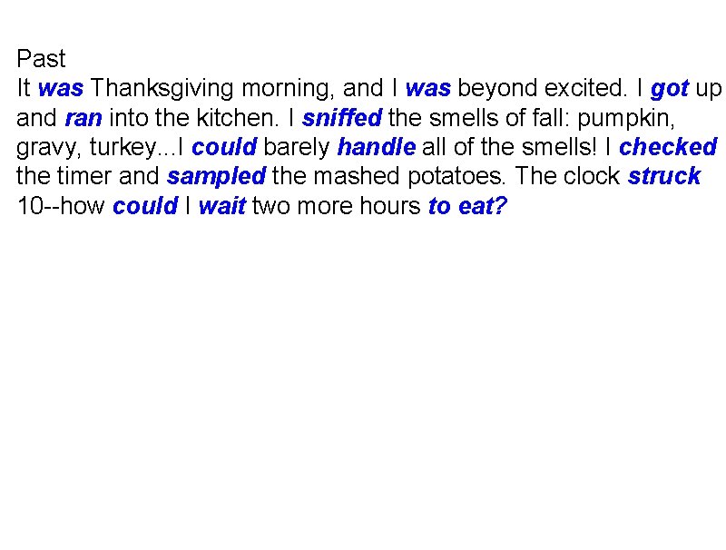 Past It was Thanksgiving morning, and I was beyond excited. I got up and