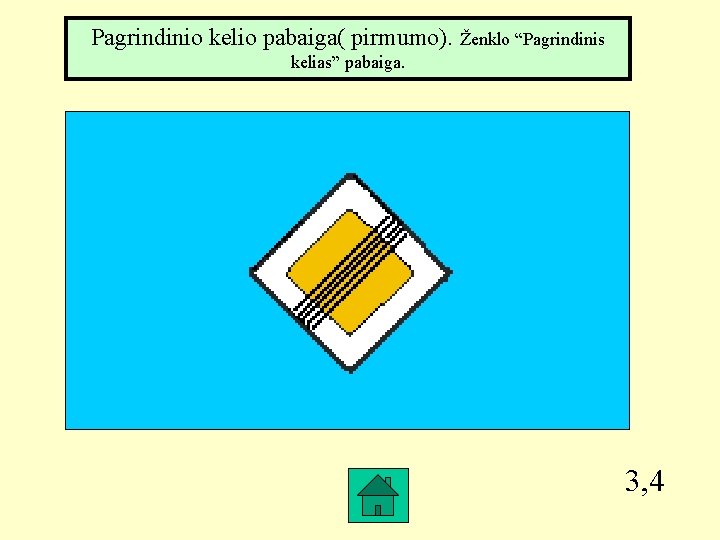 Pagrindinio kelio pabaiga( pirmumo). Ženklo “Pagrindinis kelias” pabaiga. 3, 4 