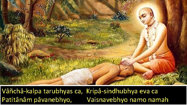 Vâñchâ-kalpa tarubhyas ca, Kripâ-sindhubhya eva ca Patitânâm pâvanebhyo, Vaisnavebhyo namah 43 