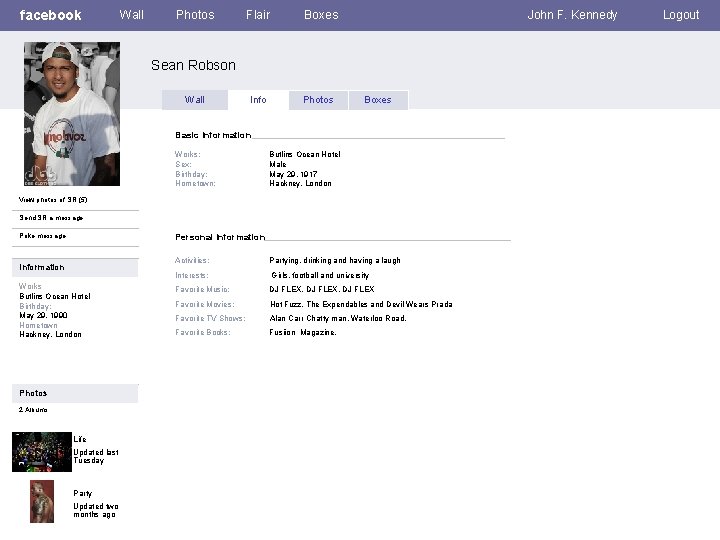facebook Wall Photos Flair Boxes Info Photos John F. Kennedy Sean Robson Wall Boxes