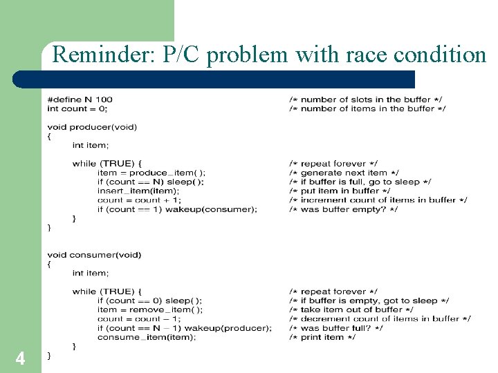 Reminder: P/C problem with race condition 4 A. Frank - P. Weisberg 