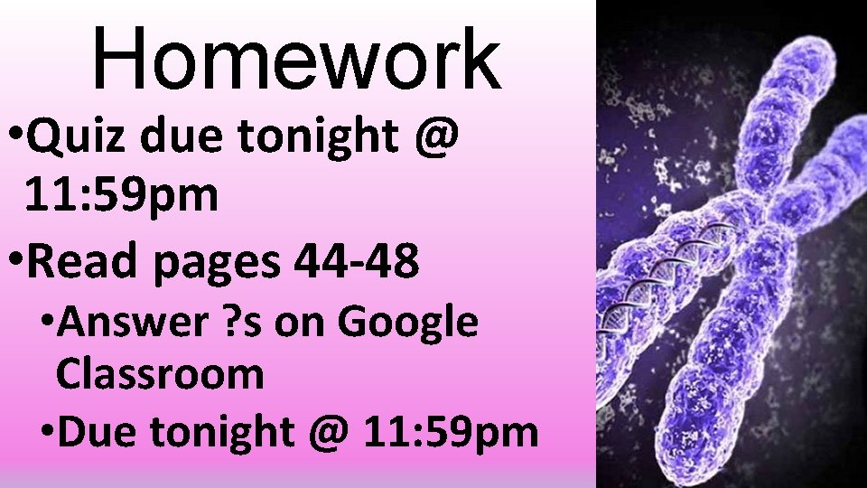 Homework • Quiz due tonight @ 11: 59 pm • Read pages 44 -48