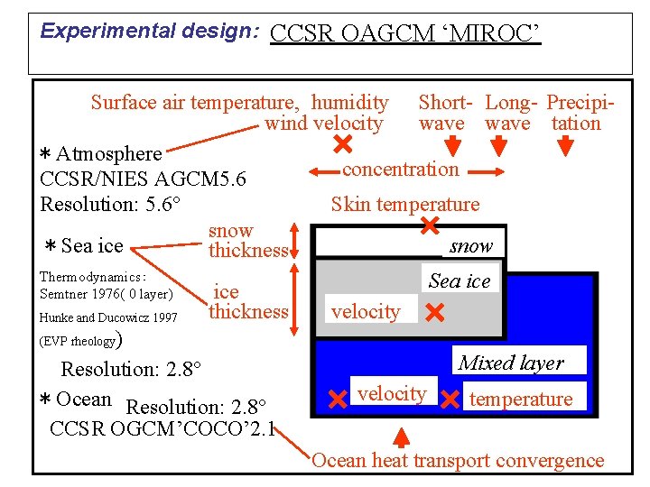 Experimental design: CCSR OAGCM ‘MIROC’ Surface air temperature, humidity Short- Long- Precipiwind velocity wave