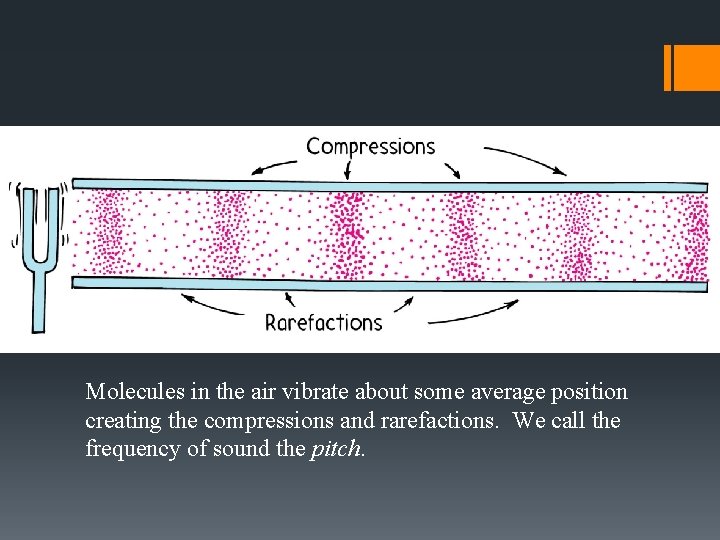 Sound Waves Molecules in the air vibrate about some average position creating the compressions