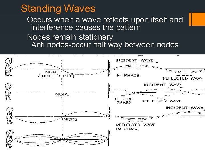 Standing Waves Occurs when a wave reflects upon itself and interference causes the pattern