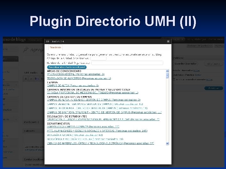 Plugin Directorio UMH (II) 