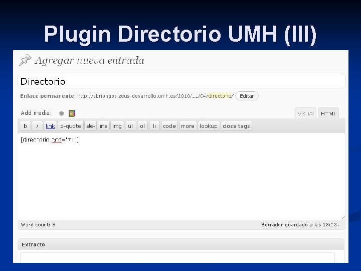 Plugin Directorio UMH (III) 