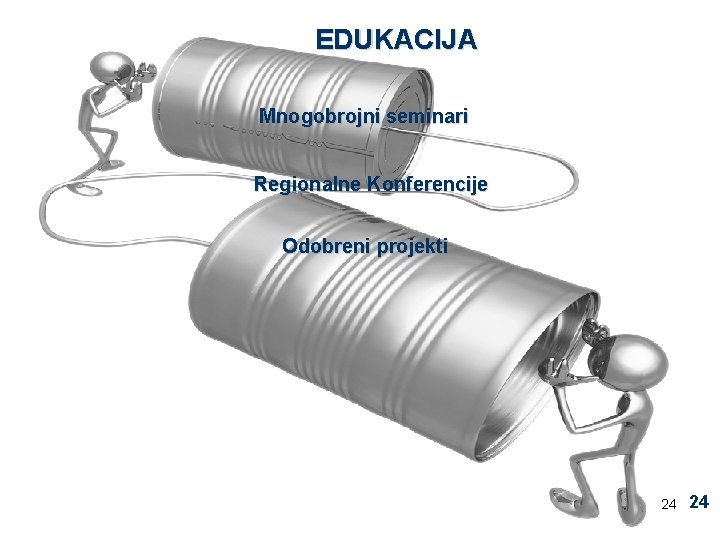 EDUKACIJA Mnogobrojni seminari Regionalne Konferencije Odobreni projekti 24 24 