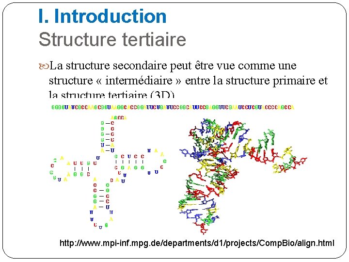 I. Introduction Structure tertiaire La structure secondaire peut être vue comme une structure «