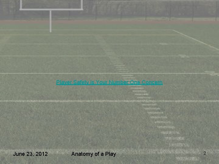 Player Safety is Your Number One Concern June 23, 2012 Anatomy of a Play