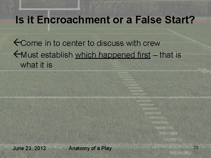 Is it Encroachment or a False Start? ßCome in to center to discuss with