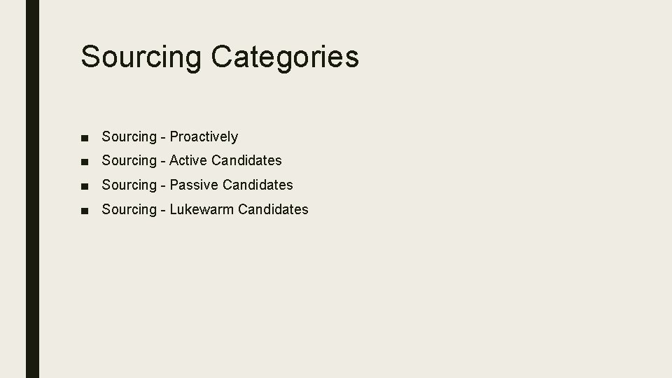 Sourcing Categories ■ Sourcing - Proactively ■ Sourcing - Active Candidates ■ Sourcing -