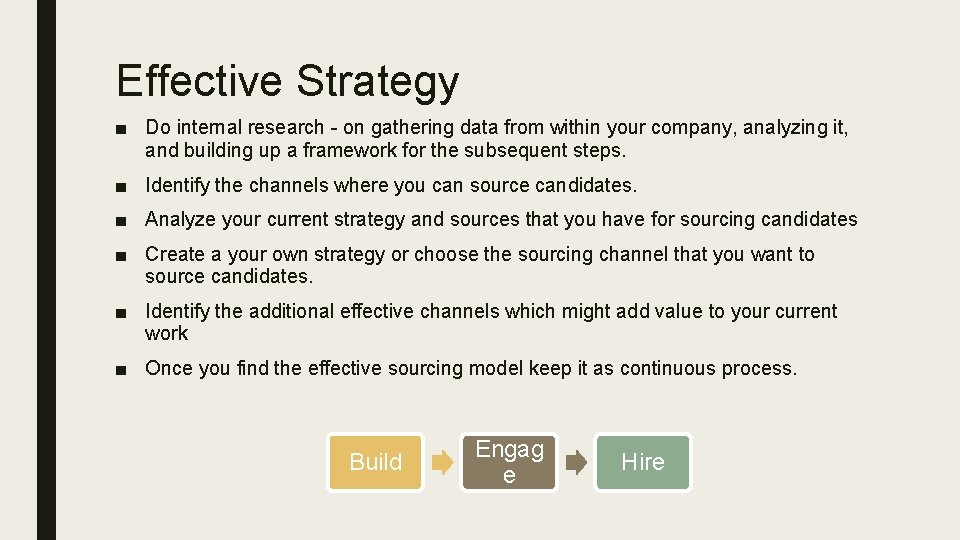 Effective Strategy ■ Do internal research - on gathering data from within your company,