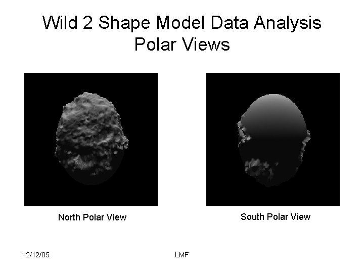 Wild 2 Shape Model Data Analysis Polar Views South Polar View North Polar View
