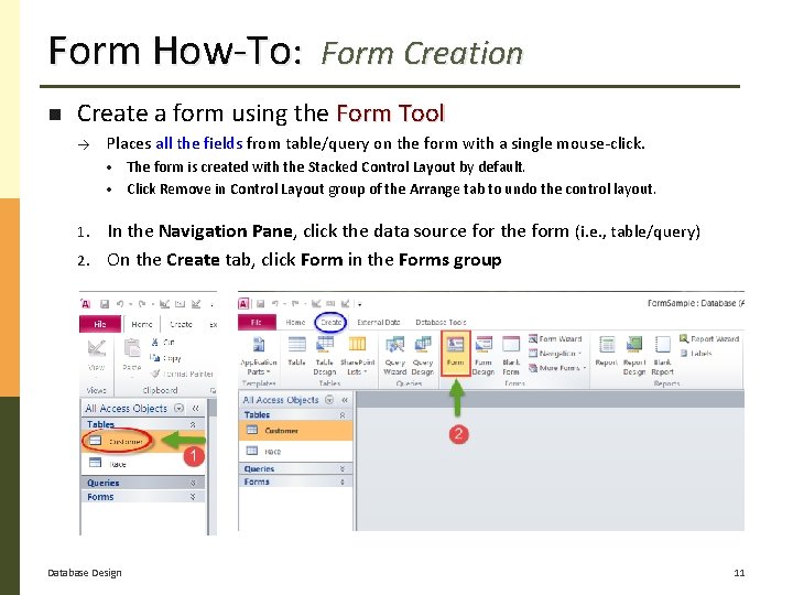 Form How-To: Form Creation Create a form using the Form Tool → Places all