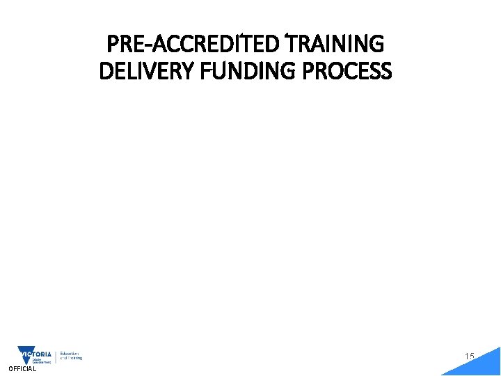 PRE-ACCREDITED TRAINING DELIVERY FUNDING PROCESS 15 OFFICIAL 