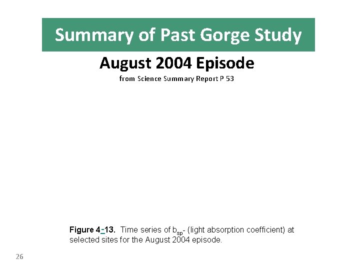 Summary of Past Gorge Study August 2004 Episode from Science Summary Report P 53