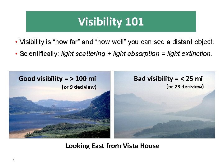 Visibility 101 • Visibility is “how far” and “how well” you can see a