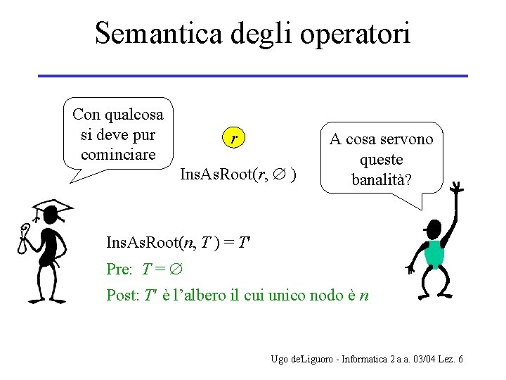 Semantica degli operatori Con qualcosa si deve pur cominciare r Ins. As. Root(r, )