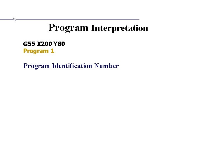 Program Interpretation G 55 X 200 Y 80 Program 1 Program Identification Number 