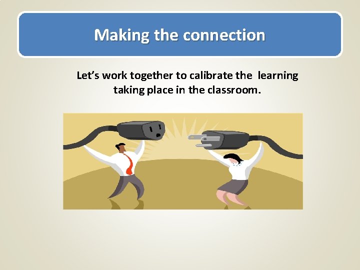 Making Work the connection Student Samples Let’s work together to calibrate the learning taking