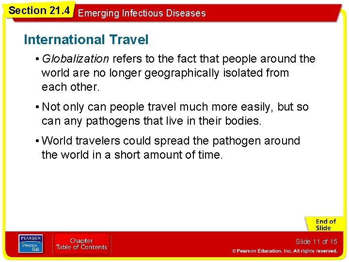 Section 21. 4 Emerging Infectious Diseases International Travel • Globalization refers to the fact
