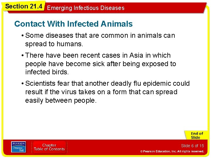 Section 21. 4 Emerging Infectious Diseases Contact With Infected Animals • Some diseases that