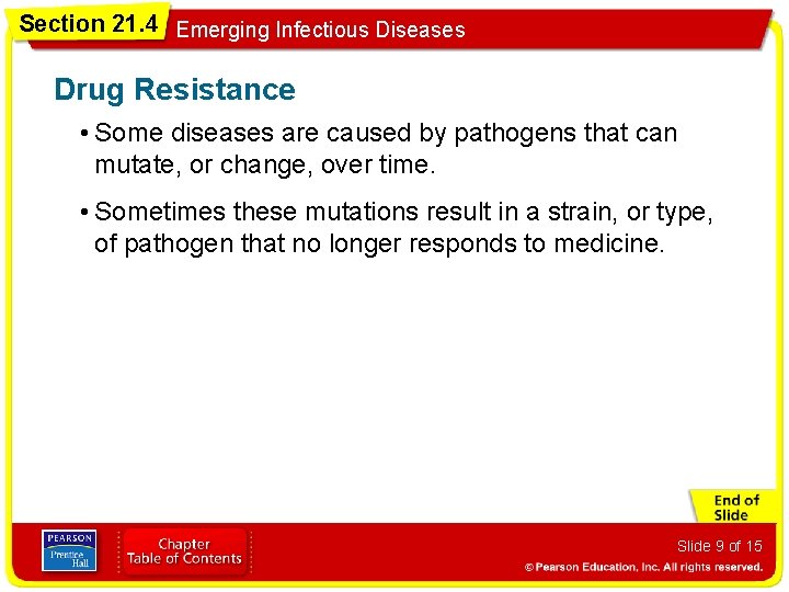 Section 21. 4 Emerging Infectious Diseases Drug Resistance • Some diseases are caused by