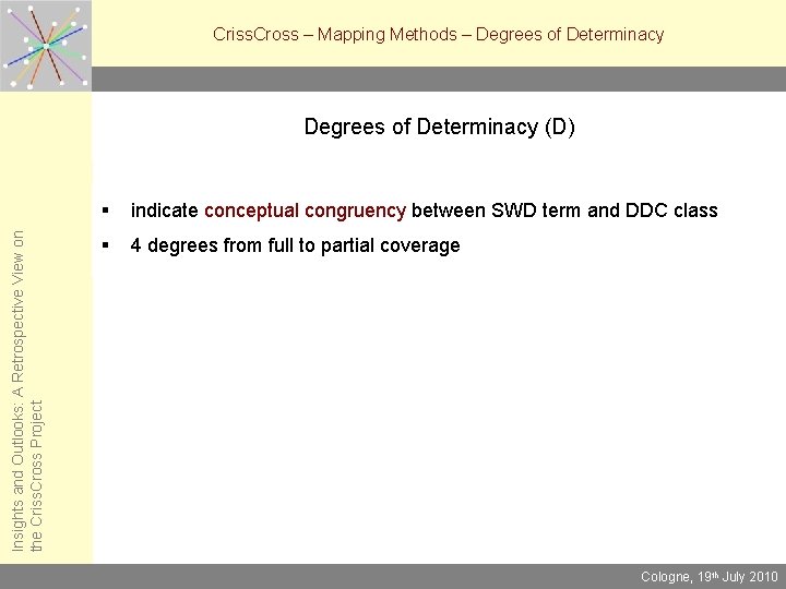 Criss. Cross – Mapping Methods – Degrees of Determinacy Insights and Outlooks: A Retrospective