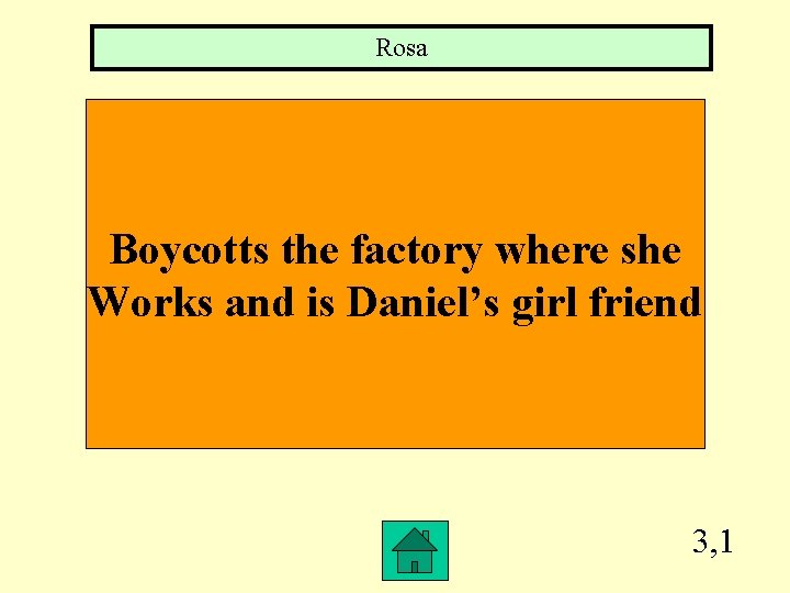 Rosa Boycotts the factory where she Works and is Daniel’s girl friend 3, 1