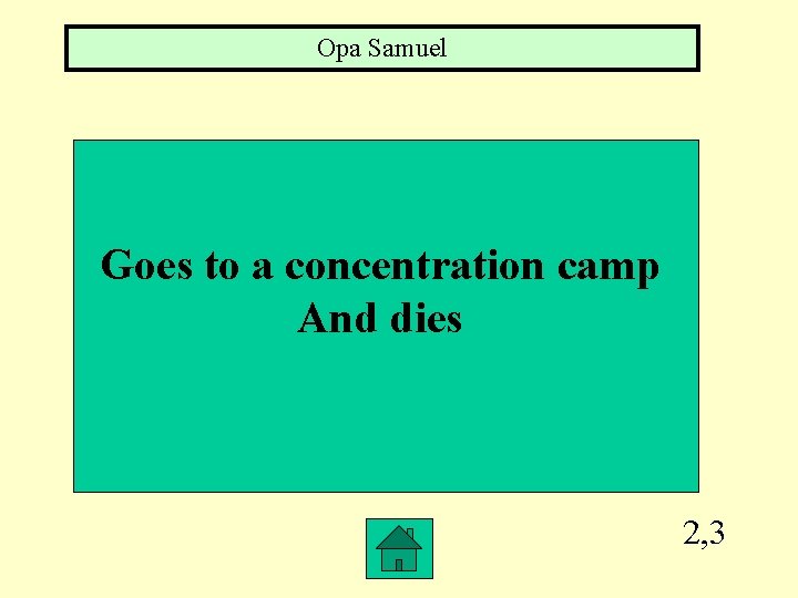 Opa Samuel Goes to a concentration camp And dies 2, 3 