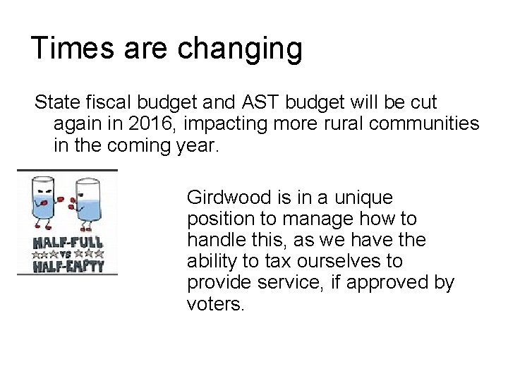 Times are changing State fiscal budget and AST budget will be cut again in
