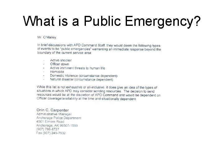 What is a Public Emergency? 