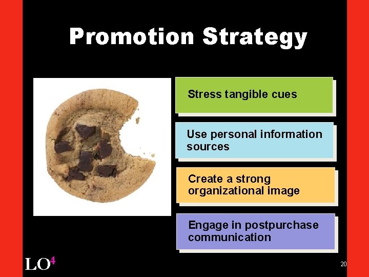 Promotion Strategy Stress tangible cues Use personal information sources Create a strong organizational image