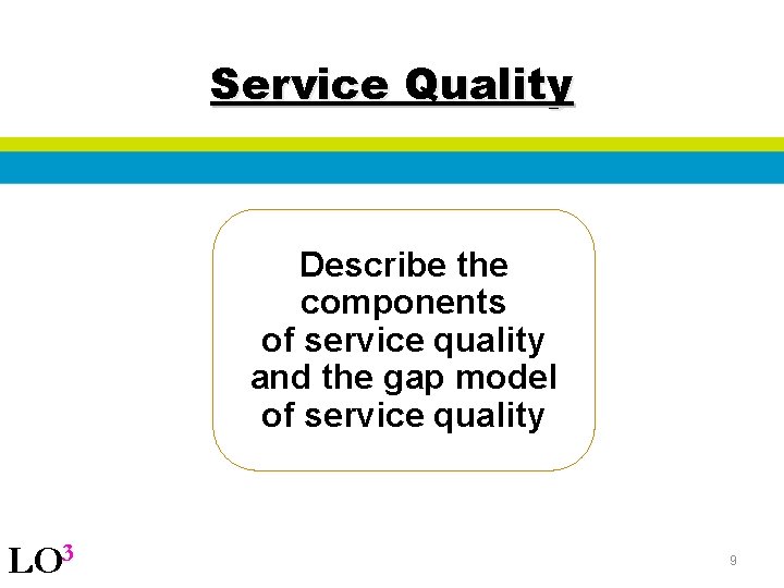 Service Quality Describe the components of service quality and the gap model of service