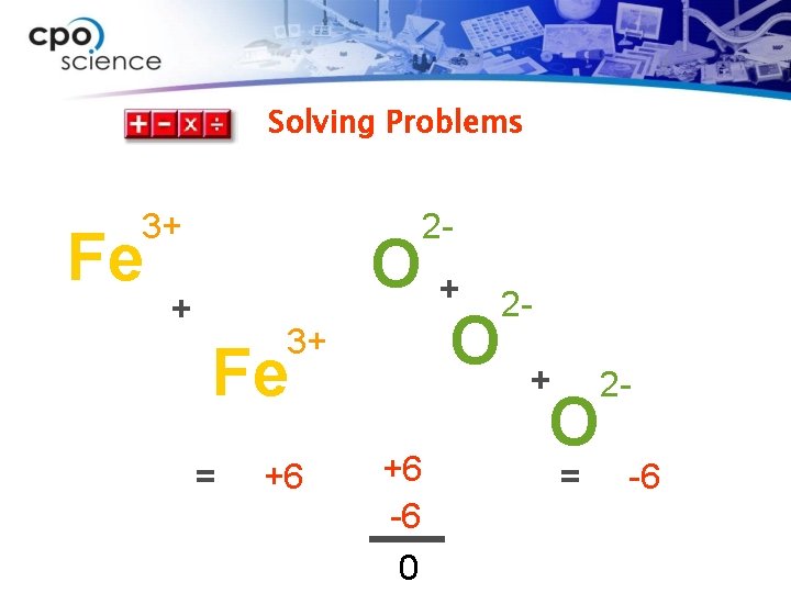 Solving Problems 3+ Fe 2 - + 3+ Fe = +6 O + 2