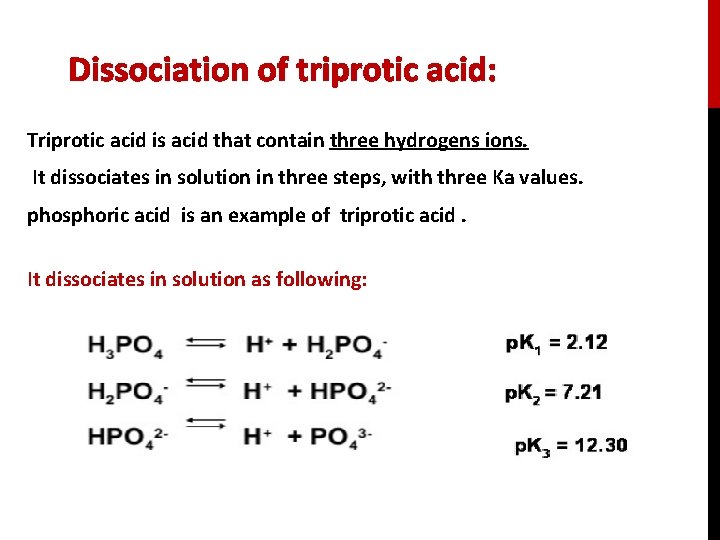 Dissociation of triprotic acid: Triprotic acid is acid that contain three hydrogens ions. It